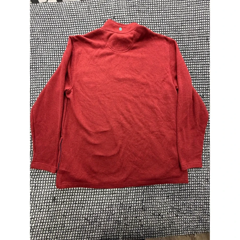 IZOD Quarter Zip Pullover Mens XL Red Heathered Knit Mock Neck